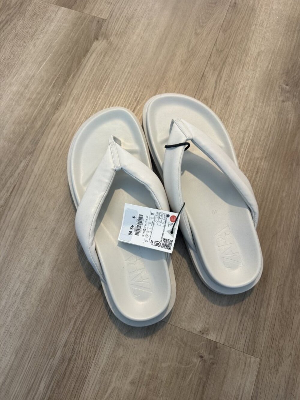 Zara White Puffy Foam Thong Sandals EU 40 NWT